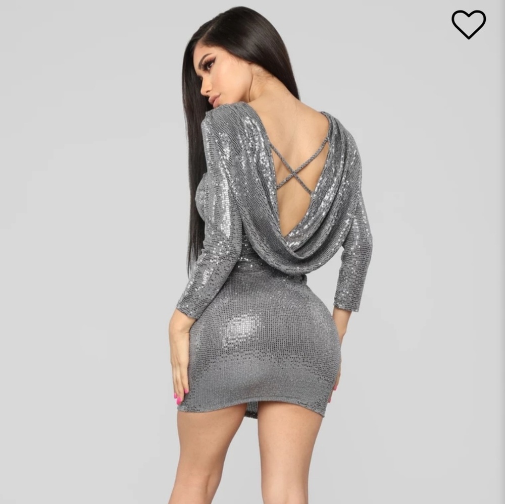 Sequin Mini Dress - Silver - Picture 4 of 6